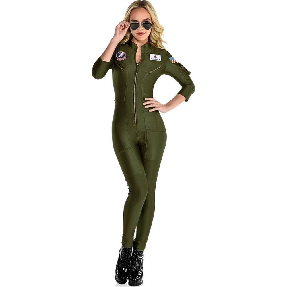 Maverick Flight Costume women's adult Medium (6-8),Top‎ Gun, Pilot, flight suit